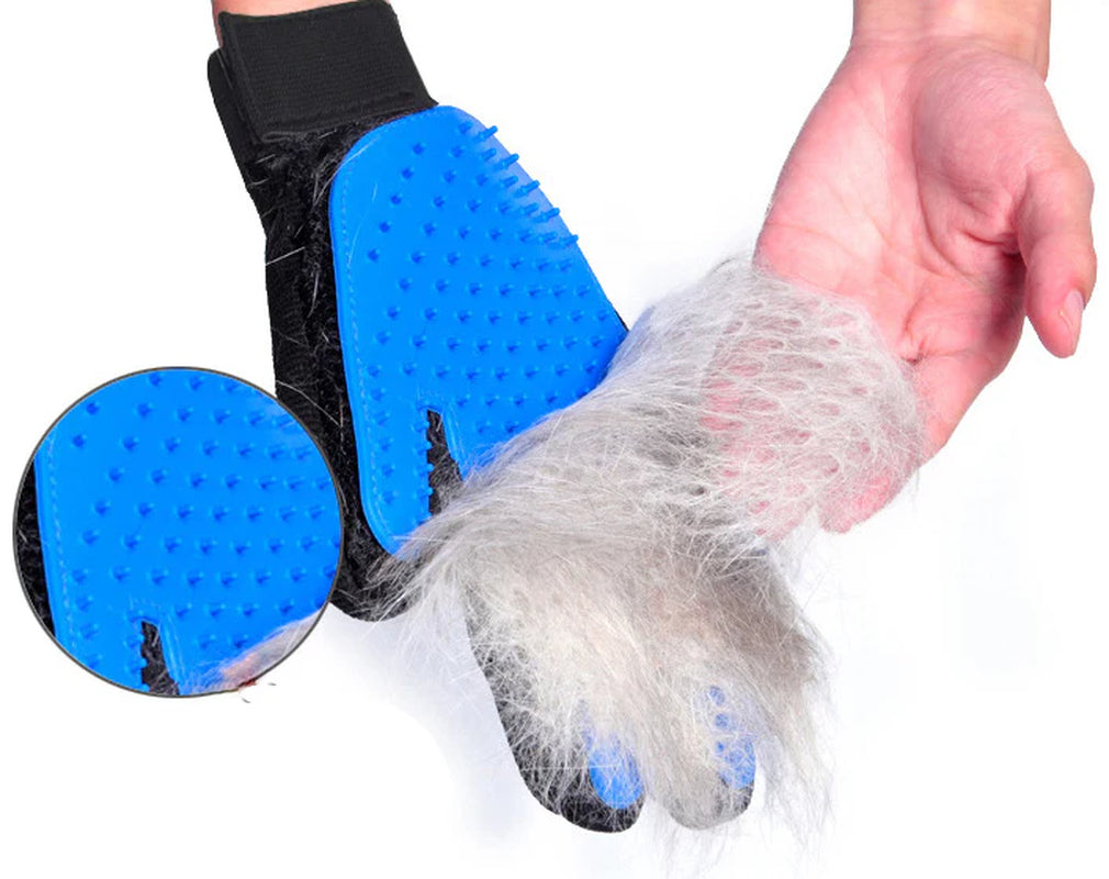 Pet Grooming Brush Gloves with 259 Tips: Upgrade Version for Right Hand, Blue