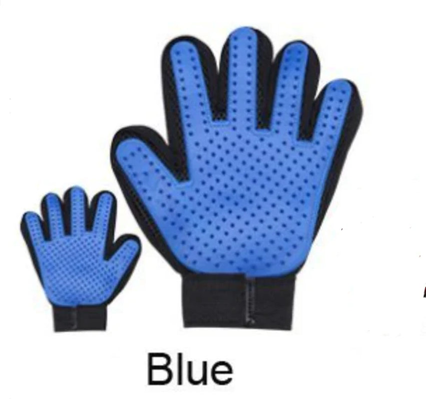 Pet Grooming Brush Gloves with 259 Tips: Upgrade Version for Right Hand, Blue