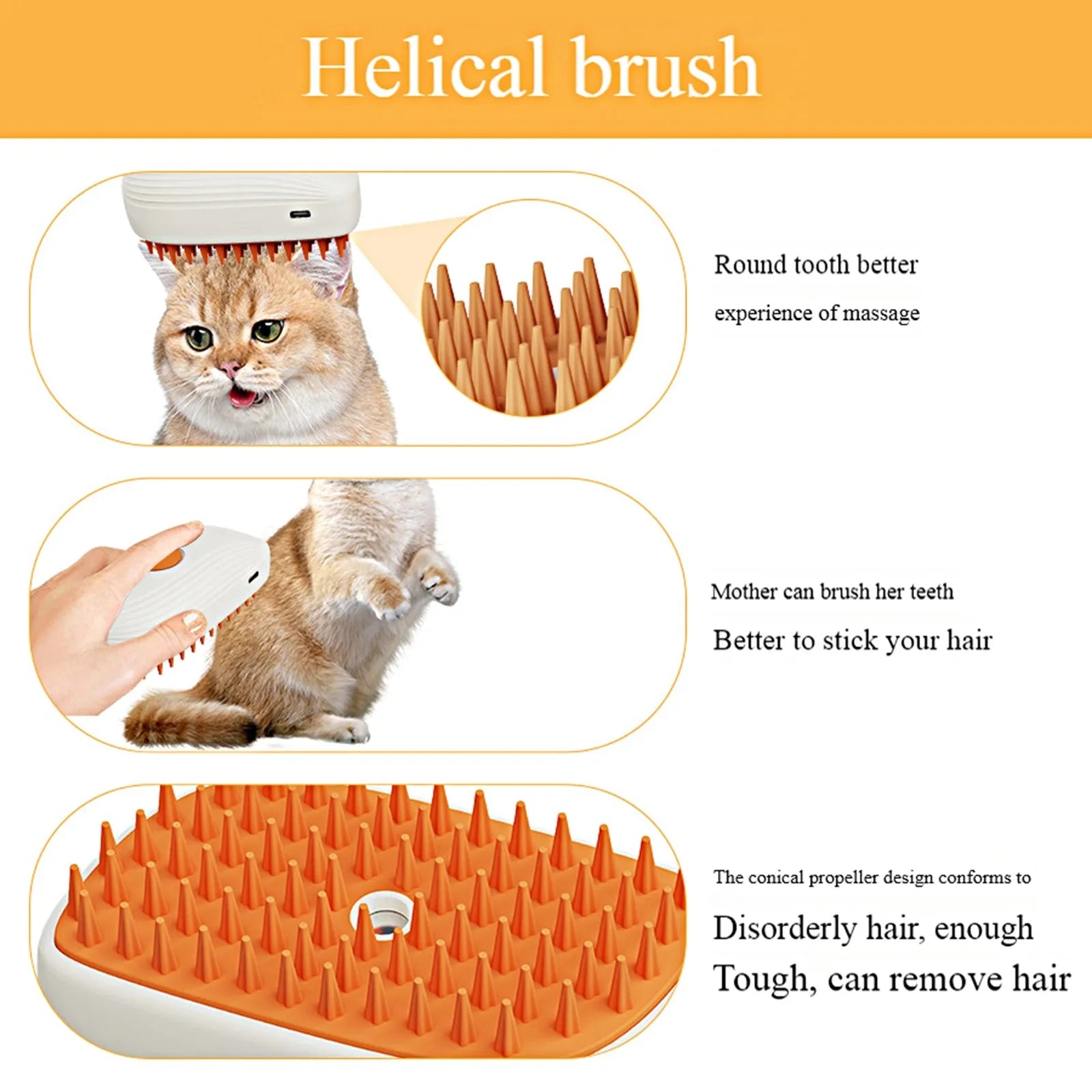 Steam Brush | USB Rechargeable Brush | Pet Grooming Accessories Pet Grooming Tools Keep Your Feline Dog Shower Attachment