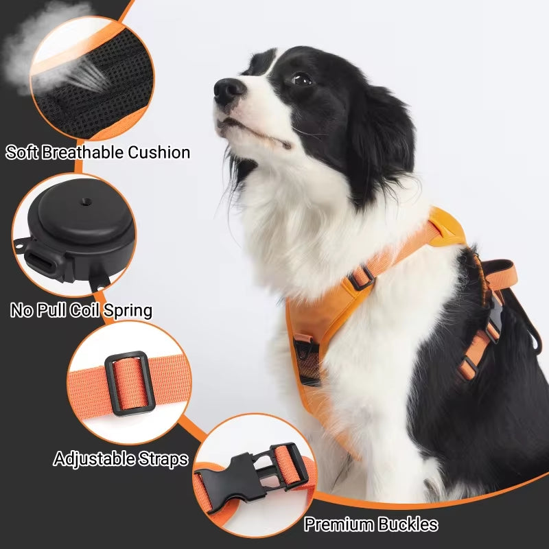 Dog Collar Harness for Medium Large Dogs Explosion-Proof Punch Breathable Adjustable Pet Harness Vest Outdoor Outdoor Training