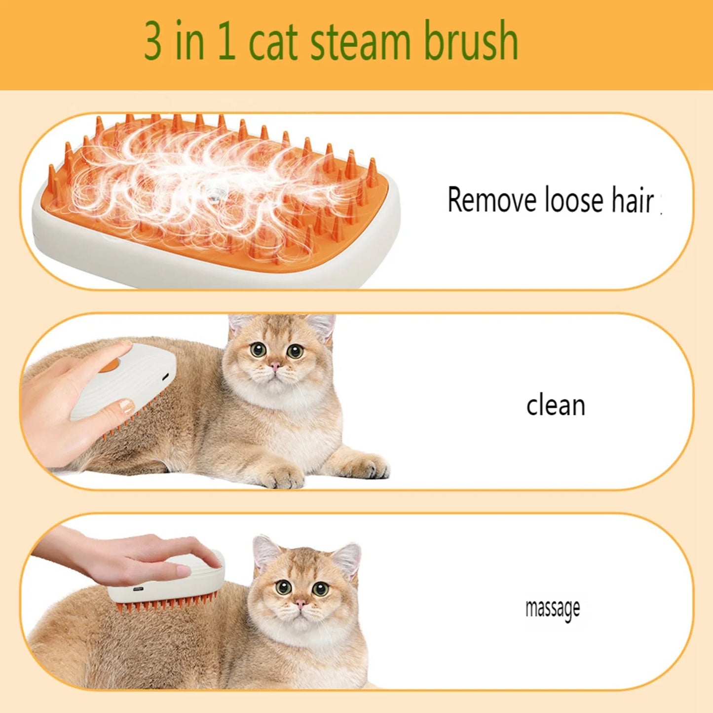 Steam Brush | USB Rechargeable Brush | Pet Grooming Accessories Pet Grooming Tools Keep Your Feline Dog Shower Attachment