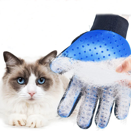 Pet Grooming Brush Gloves with 259 Tips: Upgrade Version for Right Hand, Blue